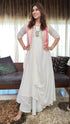 Off White Drape dress with Neon Jacket